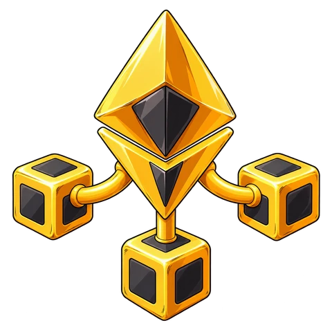 Cristal dourado conectado a blocos de uma rede